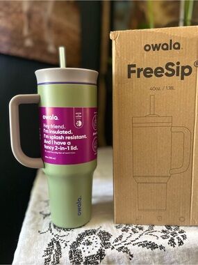 owala FreeSip 40oz Insulated Tumbler Travel Mug with Straw - Green Hip Cactus